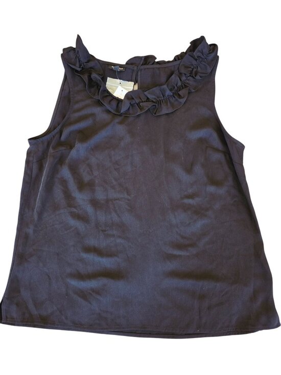 Talbots Tops - Talbots Womens Black Sleeveless Ruffle-Neck Blouse Size L New With Tags